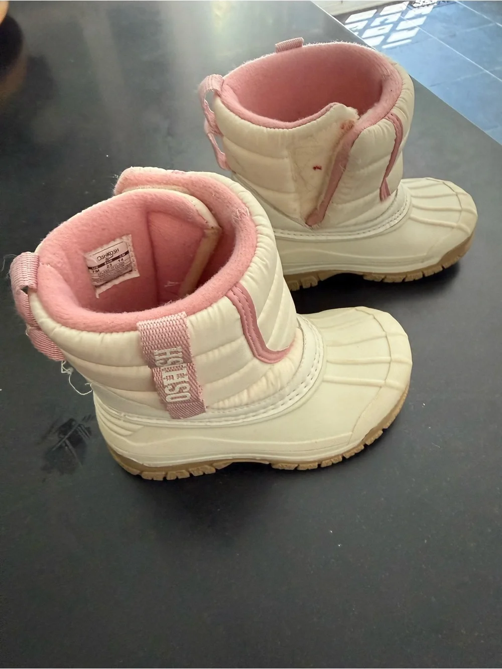 Kids White and Pink Winter Snow Boots